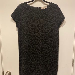 Charcoal Grey Textured Cheetah Print Shift Dress